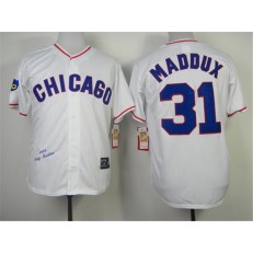 MLB Chicago Cubs 31 Greg Maddux 1988 White Throwback Men Jersey