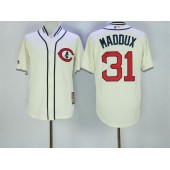 MLB Chicago Cubs 31 Greg Maddux Cream 1929 Majestic Cooperstown Collection Throwback Men Jersey