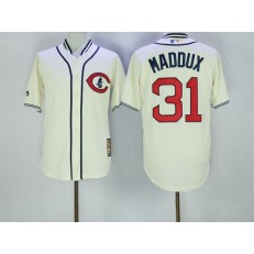MLB Chicago Cubs 31 Greg Maddux Cream 1929 Majestic Cooperstown Collection Throwback Men Jersey