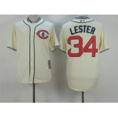 MLB Chicago Cubs 34 Jon Lester Cream 1929 Majestic Cooperstown Collection Throwback Men Jersey