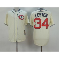 MLB Chicago Cubs 34 Jon Lester Cream 1929 Majestic Cooperstown Collection Throwback Men Jersey