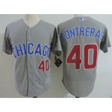 MLB Chicago Cubs 40 Willson Contreras Gray Road with Small Number Stitched Majestic Cool Base Men Jersey