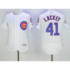MLB Chicago Cubs 41 John Lackey White Home 100th Anniversary 2016 Flexbase Majestic Baseball Men Jersey
