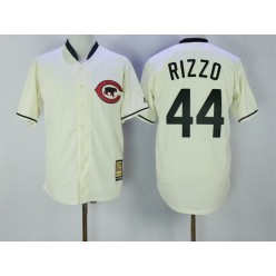 MLB Chicago Cubs 44 Anthony Rizzo 2017 Cream Turn Back the Clock Stitched Majestic Cooperstown Collection Men Jersey