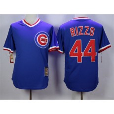 MLB Chicago Cubs 44 Anthony Rizzo Blue Throwback Cool Base Men Jersey