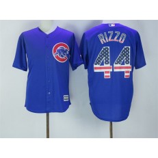 MLB Chicago Cubs 44 Anthony Rizzo Blue USA Flag Fashion Men Jersey