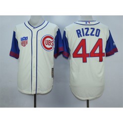 MLB Chicago Cubs 44 Anthony Rizzo Cream 1942 Majestic Cooperstown Collection Throwback Men Jersey