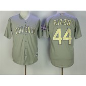 MLB Chicago Cubs 44 Anthony Rizzo Gray World Series Champions Gold Stitched Majestic 2017 Cool Base Men Jersey