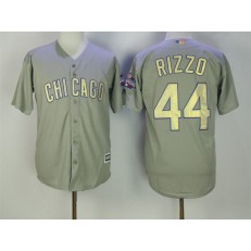 MLB Chicago Cubs 44 Anthony Rizzo Gray World Series Champions Gold Stitched Majestic 2017 Cool Base Men Jersey