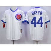 MLB Chicago Cubs 44 Anthony Rizzo White Pullover Majestic Cooperstown Collection Throwback Men Jersey