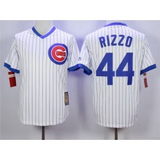 MLB Chicago Cubs 44 Anthony Rizzo White Pullover Majestic Cooperstown Collection Throwback Men Jersey