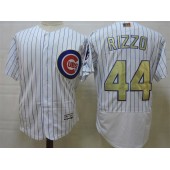 MLB Chicago Cubs 44 Anthony Rizzo White World Series Champions Gold Stitched Majestic 2016 Flex Base Men Jersey