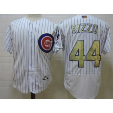 MLB Chicago Cubs 44 Anthony Rizzo White World Series Champions Gold Stitched Majestic 2016 Flex Base Men Jersey
