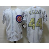 MLB Chicago Cubs 44 Anthony Rizzo White World Series Champions Gold Stitched Majestic 2017 Cool Base Men Jersey