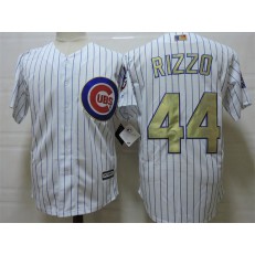 MLB Chicago Cubs 44 Anthony Rizzo White World Series Champions Gold Stitched Majestic 2017 Cool Base Men Jersey