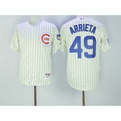 MLB Chicago Cubs 49 Jake Arrieta 1969 Cream Pullover Men Jersey