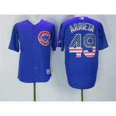MLB Chicago Cubs 49 Jake Arrieta Blue USA Flag Fashion Men Jersey