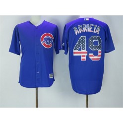 MLB Chicago Cubs 49 Jake Arrieta Blue USA Flag Fashion Men Jersey