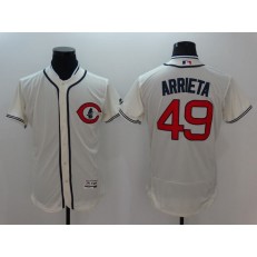MLB Chicago Cubs 49 Jake Arrieta Cream Flexbase Majestic 1929 Collection Men Jersey