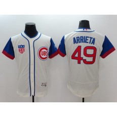 MLB Chicago Cubs 49 Jake Arrieta Cream Flexbase Majestic 1942 Collection Men Jersey