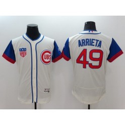 MLB Chicago Cubs 49 Jake Arrieta Cream Flexbase Majestic 1942 Collection Men Jersey