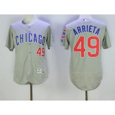 MLB Chicago Cubs 49 Jake Arrieta Gray Road Stitched 2016 Majestic Flex Base Men Jersey