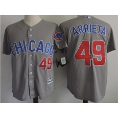 MLB Chicago Cubs 49 Jake Arrieta Gray Road with Small Number Stitched Majestic Cool Base Men Jersey