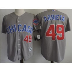 MLB Chicago Cubs 49 Jake Arrieta Gray Road with Small Number Stitched Majestic Cool Base Men Jersey