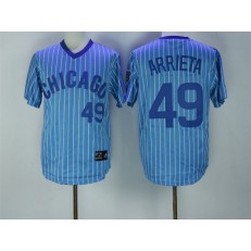 MLB Chicago Cubs 49 Jake Arrieta Light Blue Pullover 1988 Cooperstown Collection Stitched Men Jersey