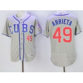 MLB Chicago Cubs 49 Jake Arrieta Retired Gray CUBS Stitched 2016 Majestic Flex Base Men Jersey