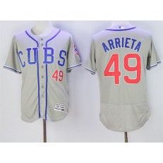 MLB Chicago Cubs 49 Jake Arrieta Retired Gray CUBS Stitched 2016 Majestic Flex Base Men Jersey