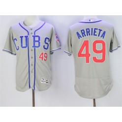 MLB Chicago Cubs 49 Jake Arrieta Retired Gray CUBS Stitched 2016 Majestic Flex Base Men Jersey