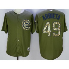 MLB Chicago Cubs 49 Jake Arrieta Retired Green Salute to Service Cool Base Baseball Men Jersey