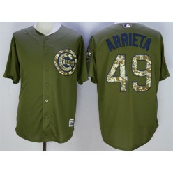 MLB Chicago Cubs 49 Jake Arrieta Retired Green Salute to Service Cool Base Baseball Men Jersey