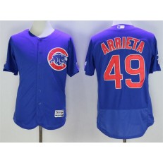 MLB Chicago Cubs 49 Jake Arrieta Royal Blue Stitched 2016 Majestic Flex Base Men Jersey