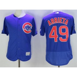MLB Chicago Cubs 49 Jake Arrieta Royal Blue Stitched 2016 Majestic Flex Base Men Jersey