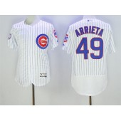 MLB Chicago Cubs 49 Jake Arrieta White Home 100th Anniversary 2016 Flexbase Majestic Baseball Men Jersey