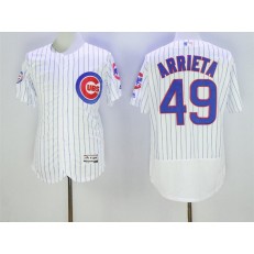 MLB Chicago Cubs 49 Jake Arrieta White Home 100th Anniversary 2016 Flexbase Majestic Baseball Men Jersey