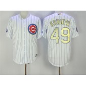MLB Chicago Cubs 49 Jake Arrieta White World Series Champions Gold Stitched Majestic 2017 Cool Base Men Jersey