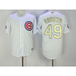 MLB Chicago Cubs 49 Jake Arrieta White World Series Champions Gold Stitched Majestic 2017 Cool Base Men Jersey