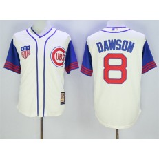 MLB Chicago Cubs 8 Andre Dawson Cream 1942 Majestic Cooperstown Collection Throwback Men Jersey