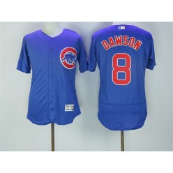 MLB Chicago Cubs 8 Andre Dawson Royal Blue Stitched 2016 Majestic Flex Base Men Jersey