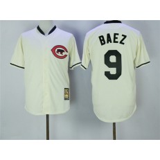 MLB Chicago Cubs 9 Javier Baez 2017 Cream Turn Back the Clock Stitched Majestic Cooperstown Collection Men Jersey