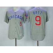 MLB Chicago Cubs 9 Javier Baez Gray Road Stitched 2016 Majestic Flex Base Men Jersey