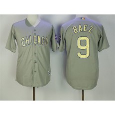 MLB Chicago Cubs 9 Javier Baez Gray World Series Champions Gold Stitched Majestic 2017 Cool Base Men Jersey