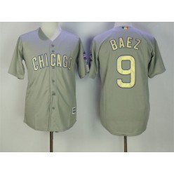 MLB Chicago Cubs 9 Javier Baez Gray World Series Champions Gold Stitched Majestic 2017 Cool Base Men Jersey