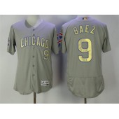 MLB Chicago Cubs 9 Javier Baez Gray World Series Champions Gold Stitched Majestic 2017 Flex Base Men Jersey
