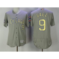 MLB Chicago Cubs 9 Javier Baez Gray World Series Champions Gold Stitched Majestic 2017 Flex Base Men Jersey