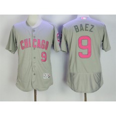 MLB Chicago Cubs 9 Javier Baez Gray with Pink Mother's Day Stitched Majestic Flex Base Men Jersey