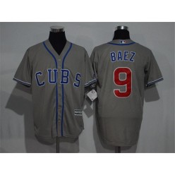 MLB Chicago Cubs 9 Javier Baez Retired Gray CUBS Stitched 2016 Majestic Flex Base Men Jersey
